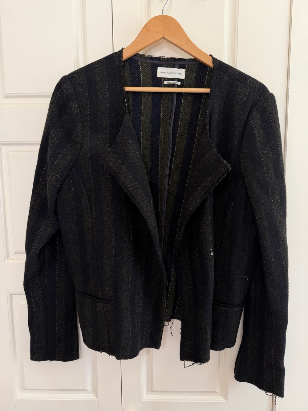 Isabel Marant Black Jacket with Subtle Green Stripes